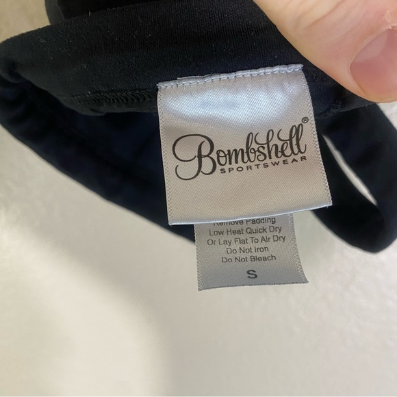 Bombshell Sportswear BRAID BACK Silver Ring Sexy SPORTS BRA in Black Fit Size S - Picture 6 of 9